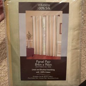 NWT Veranda 100% silk curtain panel pair 84 x 96